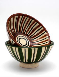 Household Hardware - Painted Bowls - Brown/Black Stripe
