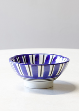 Load image into Gallery viewer, Household Hardware - Painted Bowls - Bleu/Black Stripe