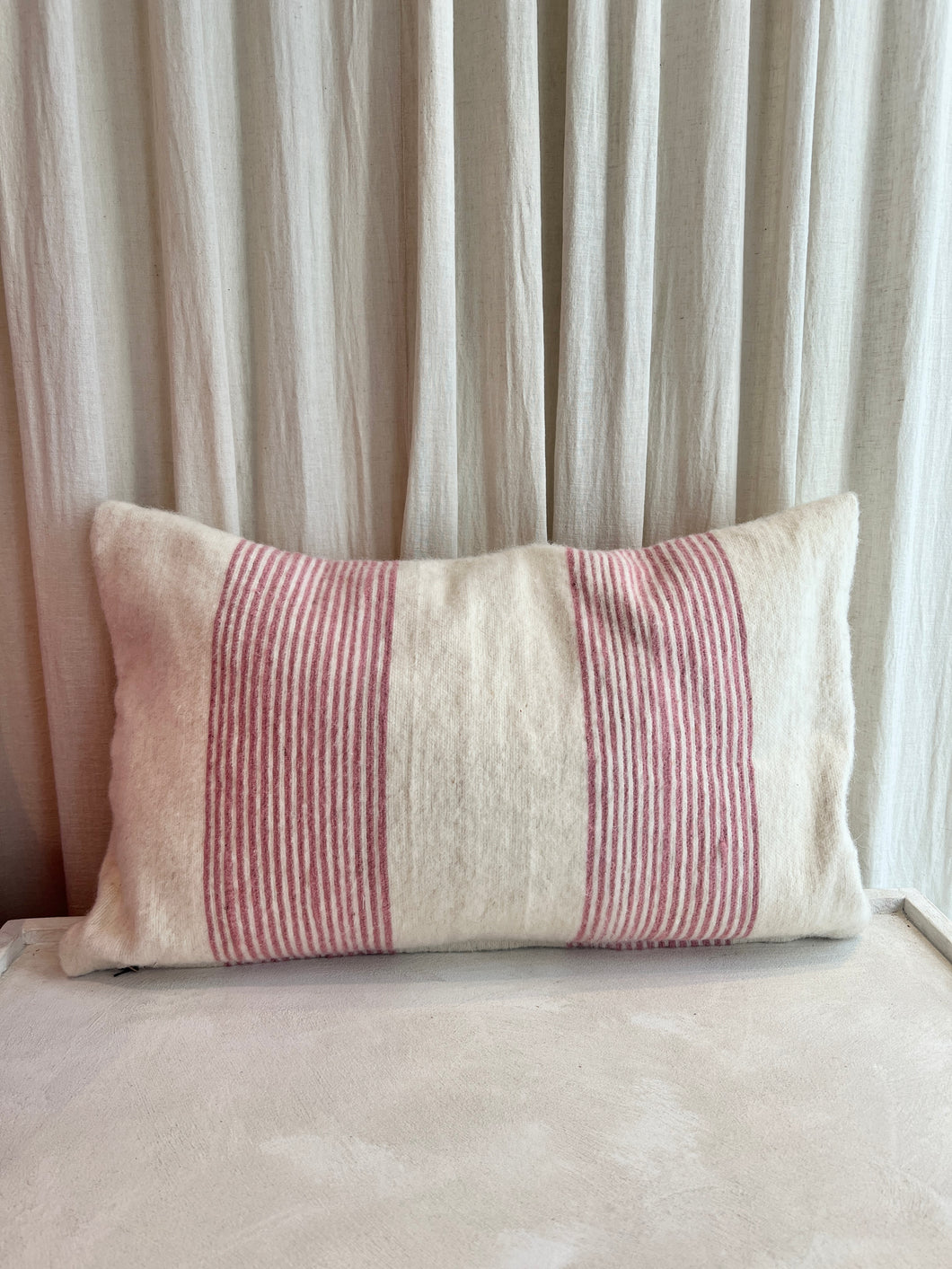 Household Hardware - Wool Pillow - Soft Pink Stripes