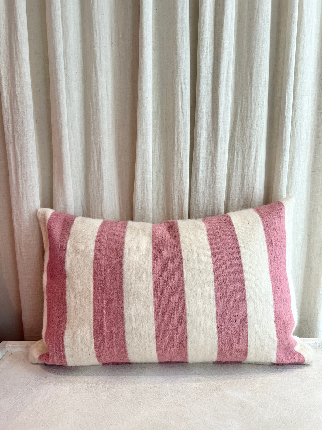 Household Hardware - Wool Pillow - Big Soft Pink Stripe
