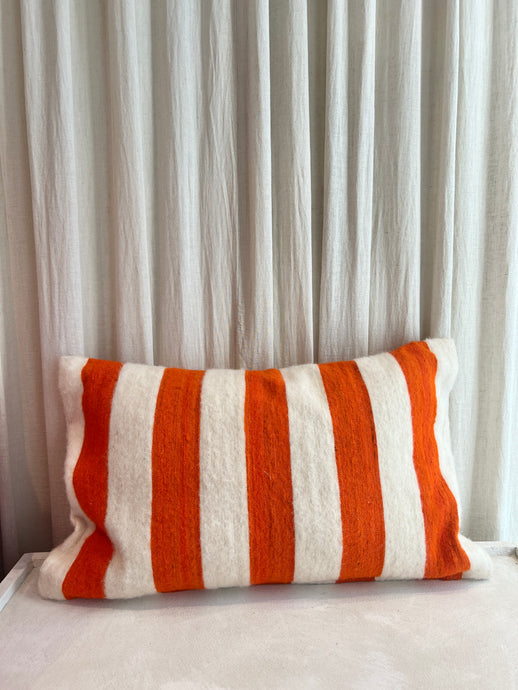 Household Hardware - Wool Pillow - Big Organge Stripe