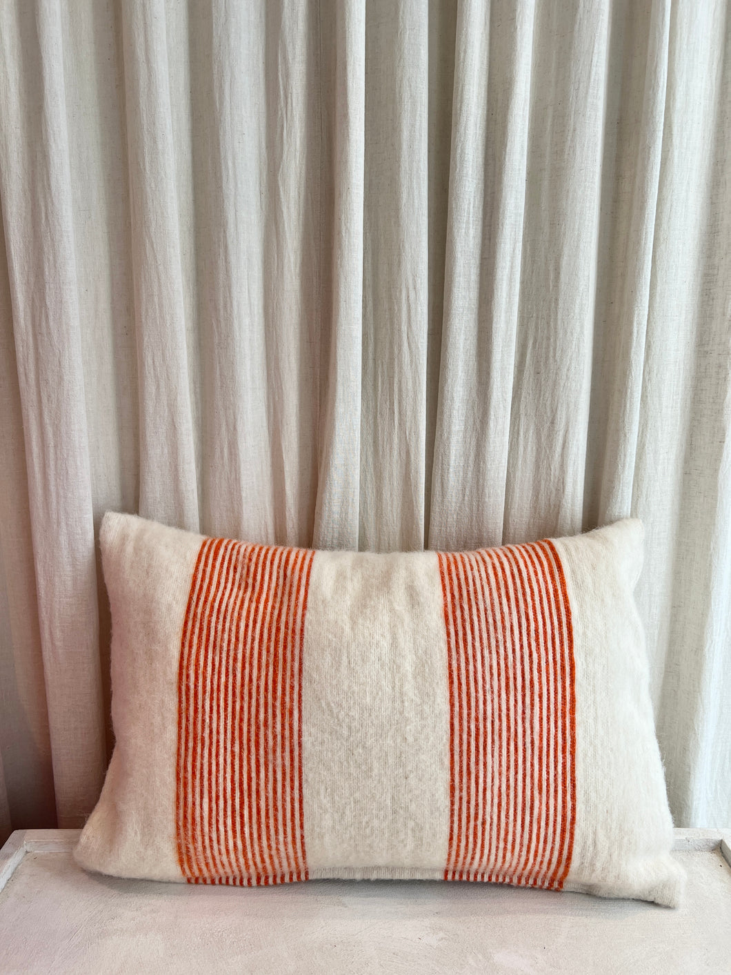 Household Hardware - Wool Pillow - Orange Stripes