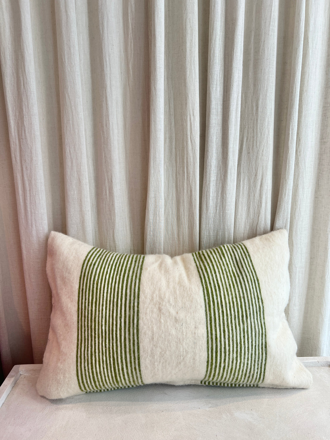 Household Hardware - Wool Pillow - Olive Stripes