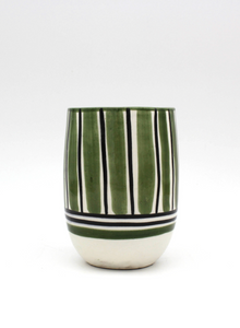 Household Hardware - Painted Cups - Green/Black Stripe