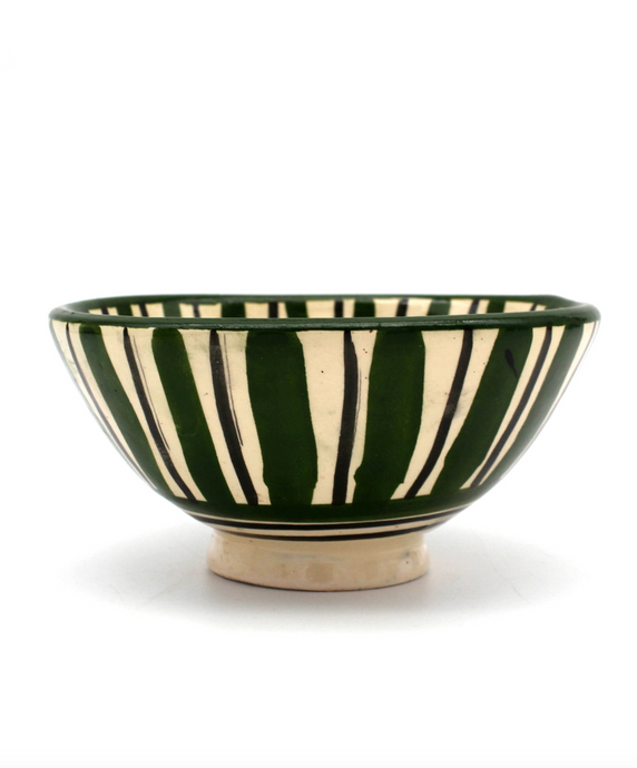Household Hardware - Painted Bowls - Green/Black Stripe
