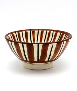 Household Hardware - Painted Bowls - Brown/Black Stripe