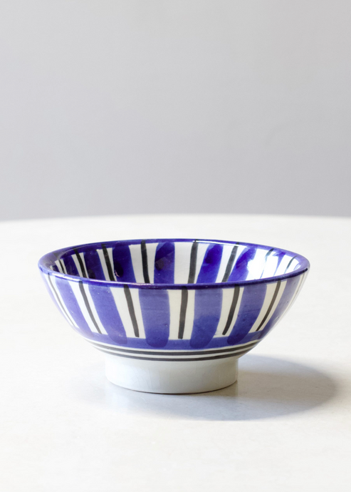 Household Hardware - Painted Bowls - Bleu/Black Stripe