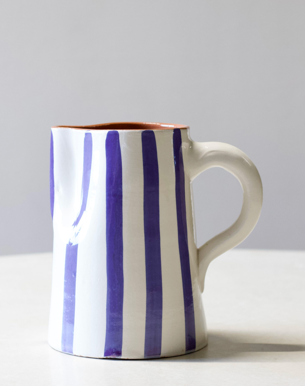 Household Hardware - Painted Carafe - White/Bleu Stripe
