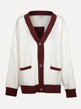 Load image into Gallery viewer, Les Soeurs - Maia Cardigan - Ecru/Bordeaux